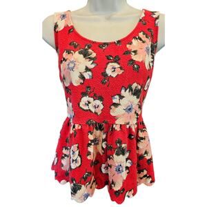 Postmark Open Back Peplum Top S coquette cottagecore Floral red summer casual